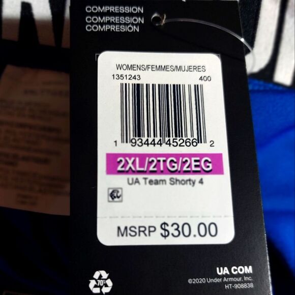 Under Armour Women's Team HeatGear Compression 4" Shorty Shorts Size 2XL NWT - Picture 12 of 14